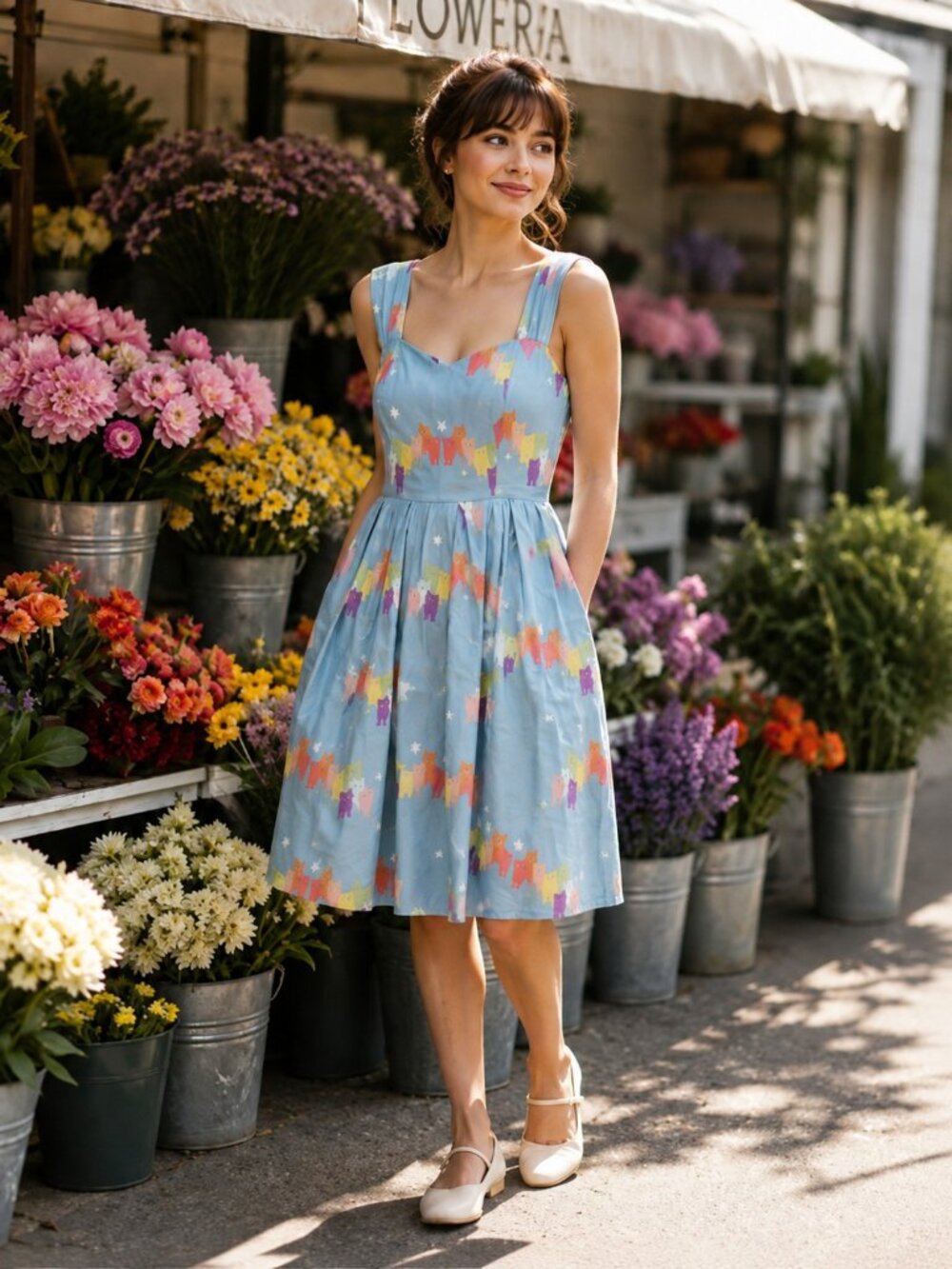 Modcloth x Collectif Jill Cosmically Colorful Cats Retro Pinup Swing Dress